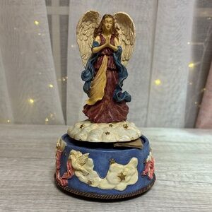 Angel Figurine with Blue and Gold Accents Music Box